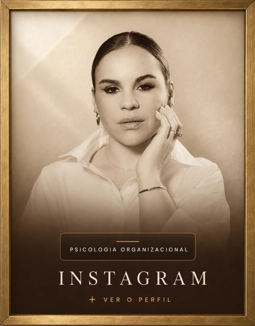 Instagram para o trabalhador — carreira, limites e saúde mental no dia a dia. Retrato de Luana Mello em moldura dourada.